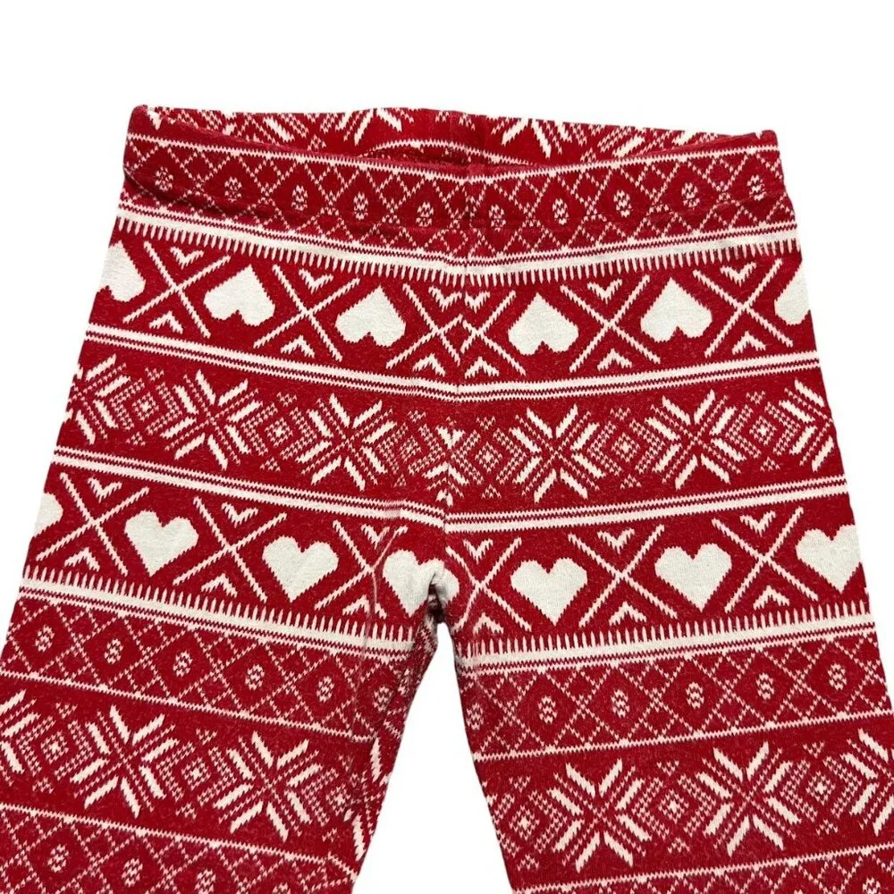 Old Navy 3T Red Fair Isle Heart Leggings